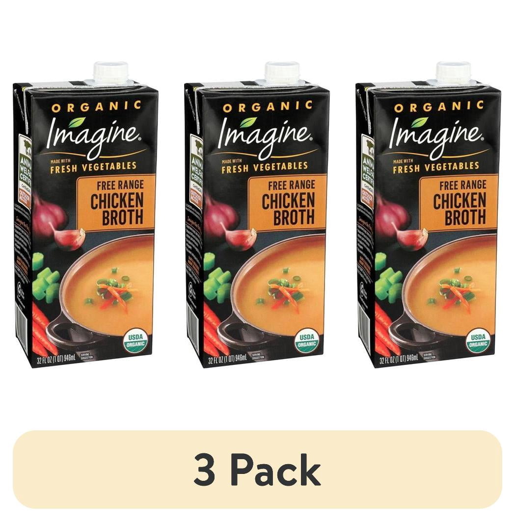 (3 pack) Imagine Organic Free Range Chicken Broth, 32 fl oz Carton