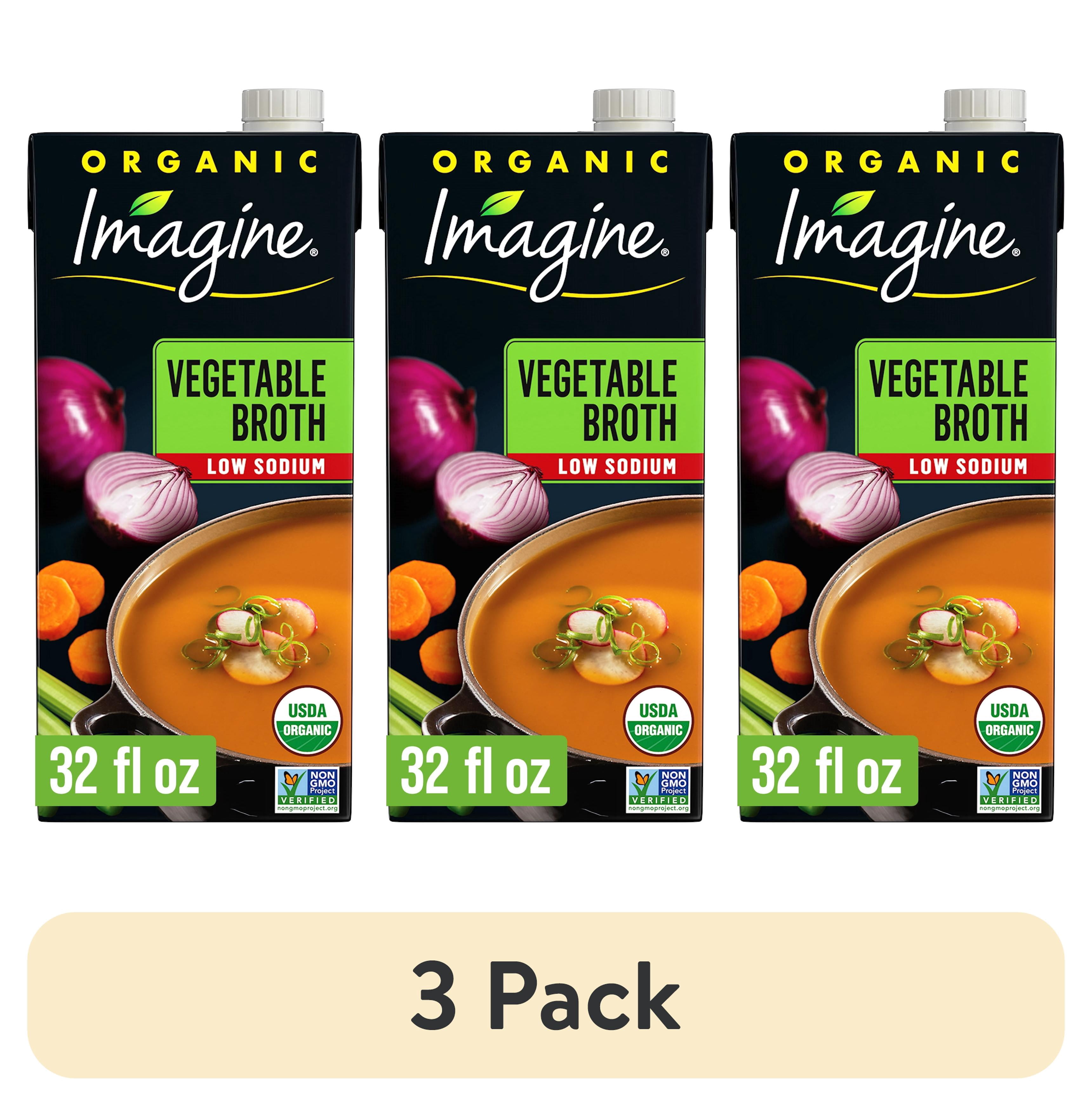 (3 pack) Imagine Organic Low Sodium Vegetable Broth, 32 fl oz Carton