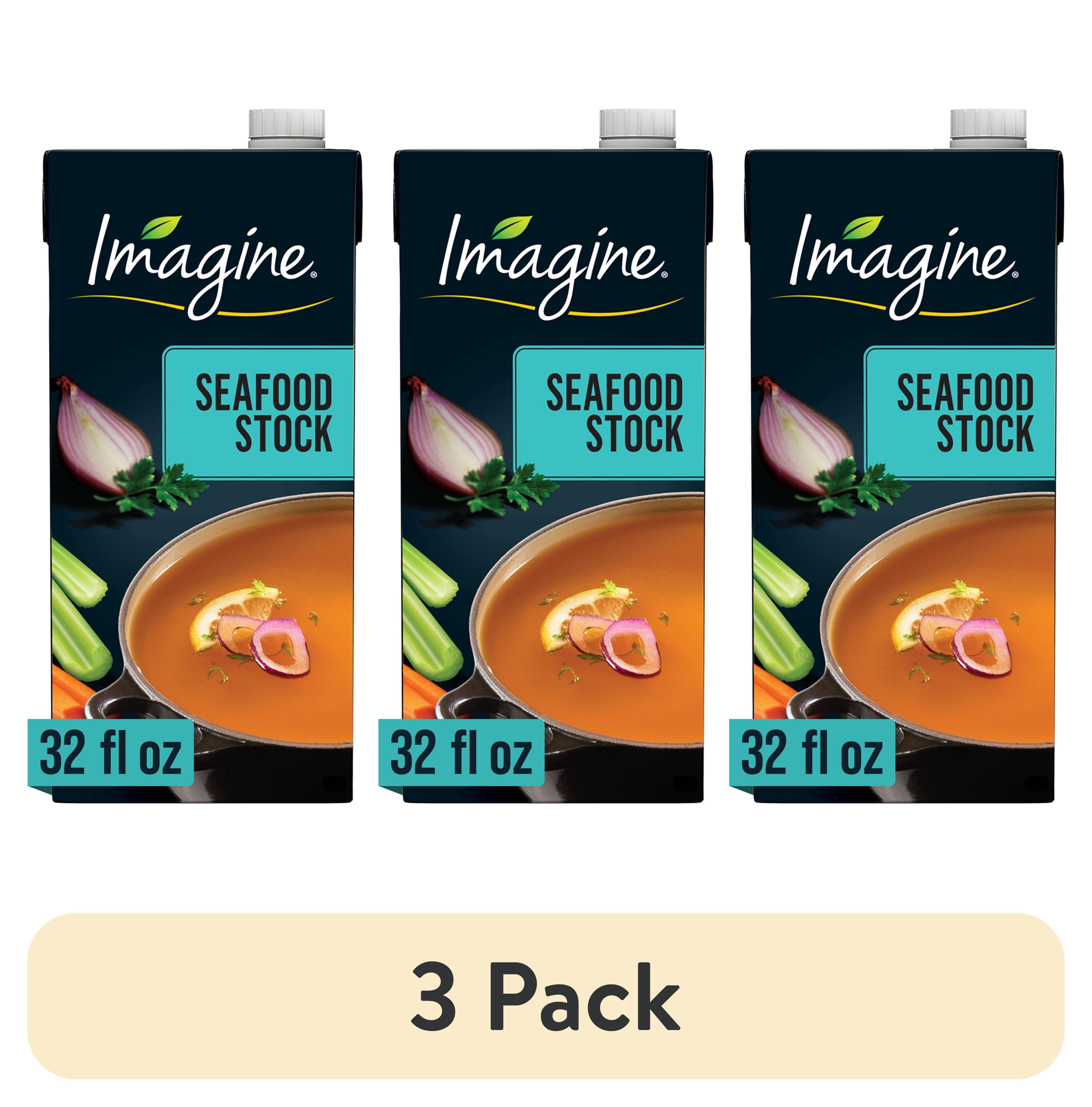 (3 pack) Imagine Seafood Stock, 32 fl oz Carton