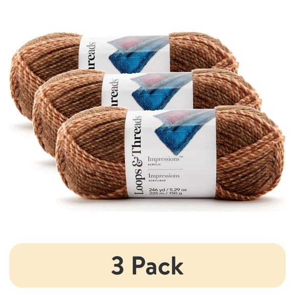 (3 pack) Impressions Yarn by Loops & Threads - Yarn for Knitting - Crochet - Weaving - and Arts & Crafts - Multi - Acrylic - 5.29 oz