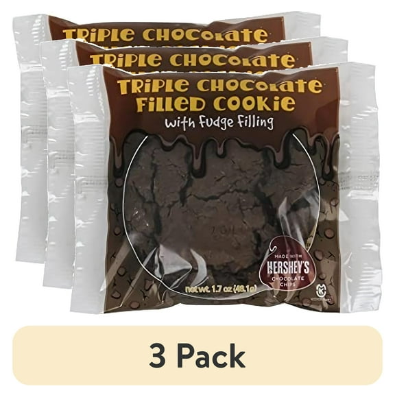 (3 pack) Triple Chocolate Fudge Filled Whole Grain Nostalgic School Cookie | 15 Ct