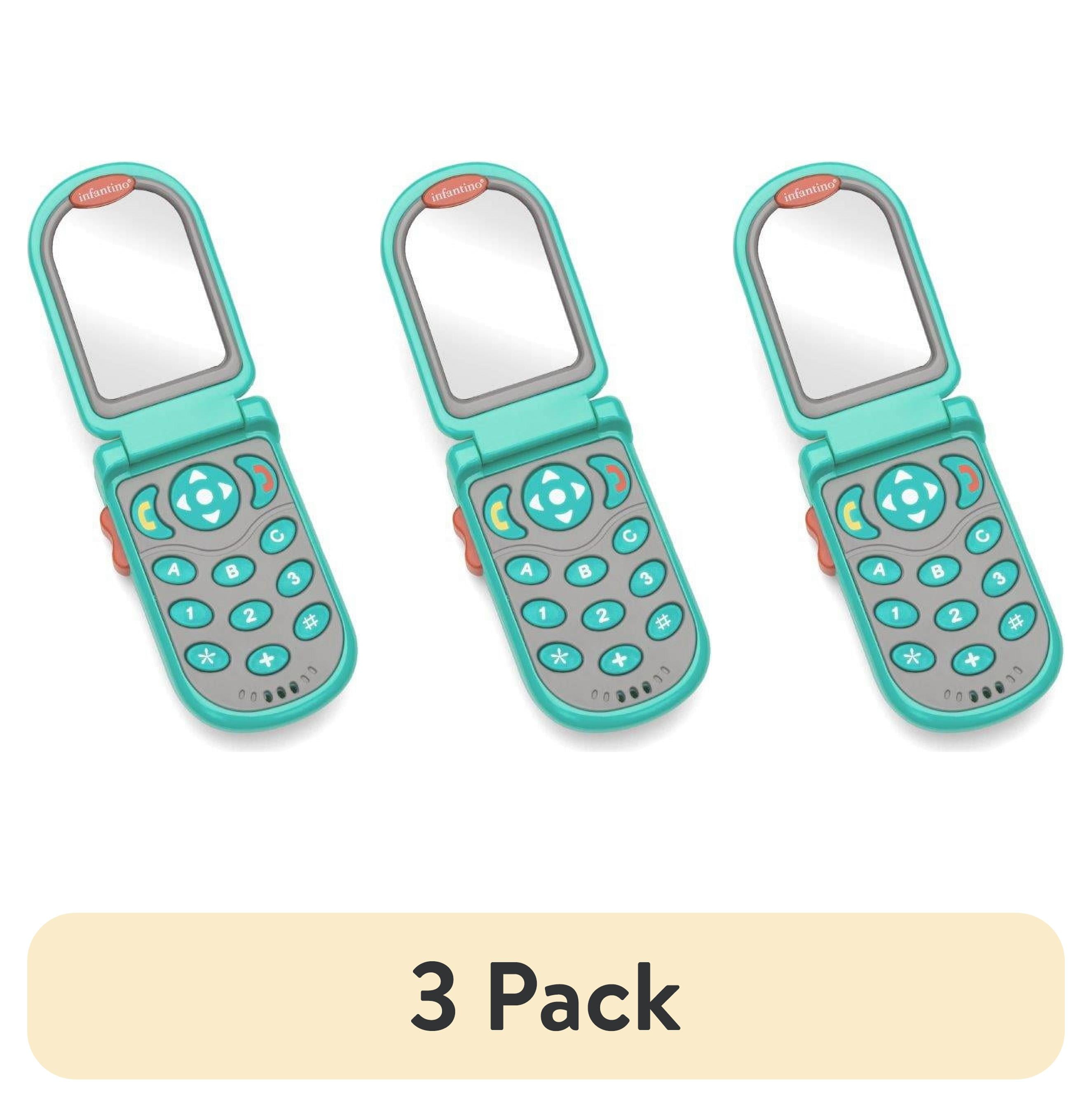 (3 pack) Infantino Flip & Peek Fun Learning Phone Baby Sensorial Toy, 6-12 Months, Teal