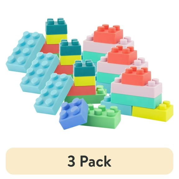 (3 pack) Infantino Super Soft 1st Building Blocks, Sensory Baby Toys, 6-12 Months, Multicolor, 12-Piece