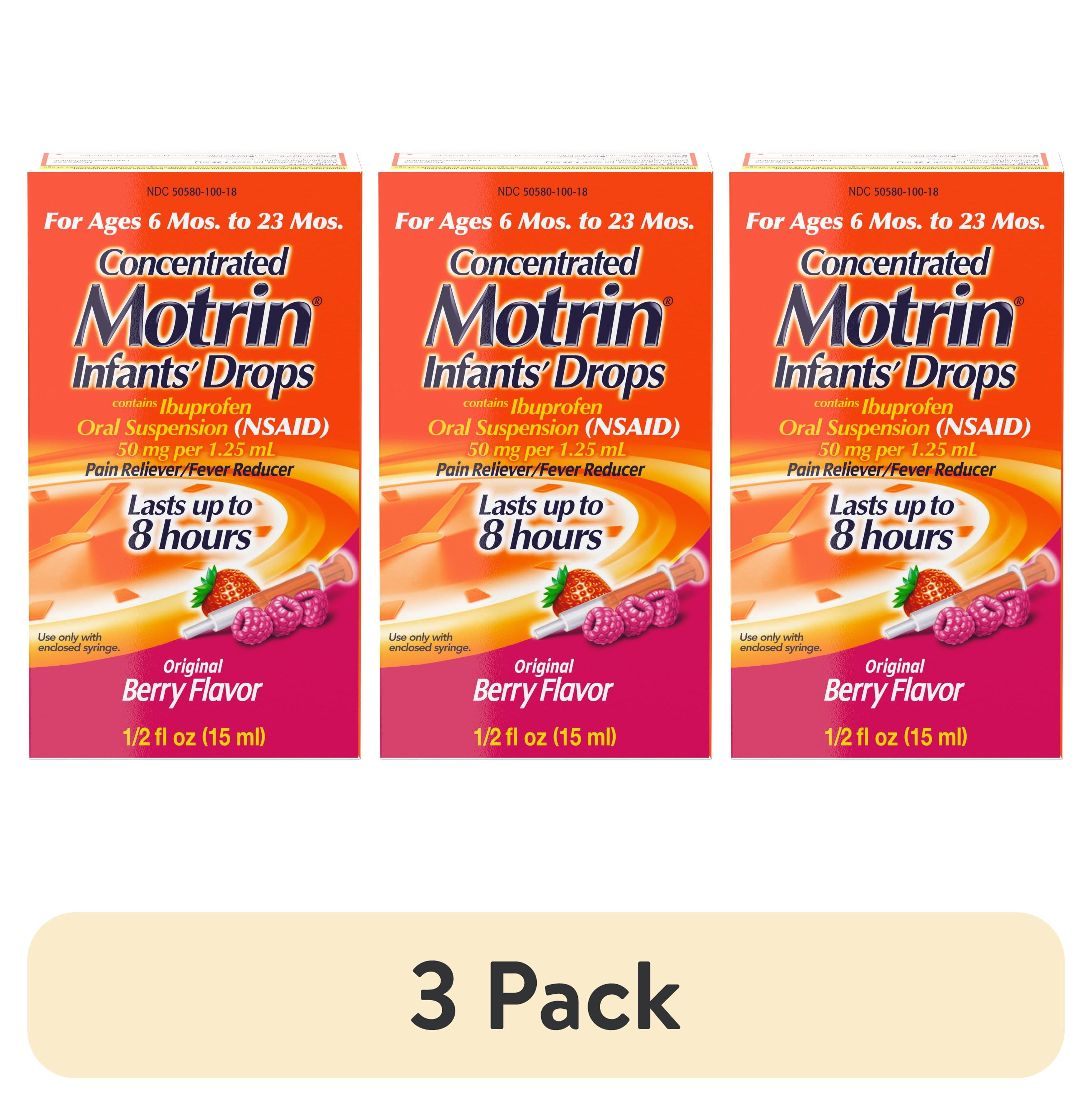 (3 pack) Infants' Motrin Liquid Ibuprofen Medicine Drops, Berry, 0.5 fl. oz