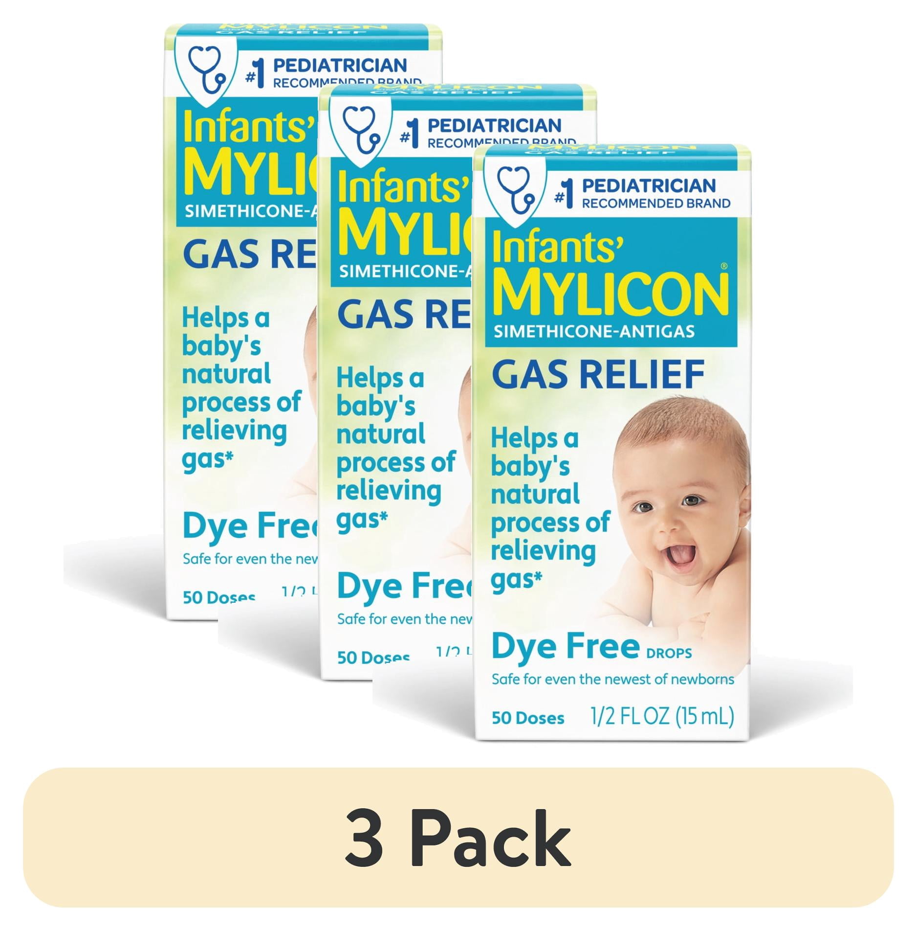 (3 pack) Infants' Mylicon Gas Relief Drops & Syringe, Dye Free, 0.5 fl oz