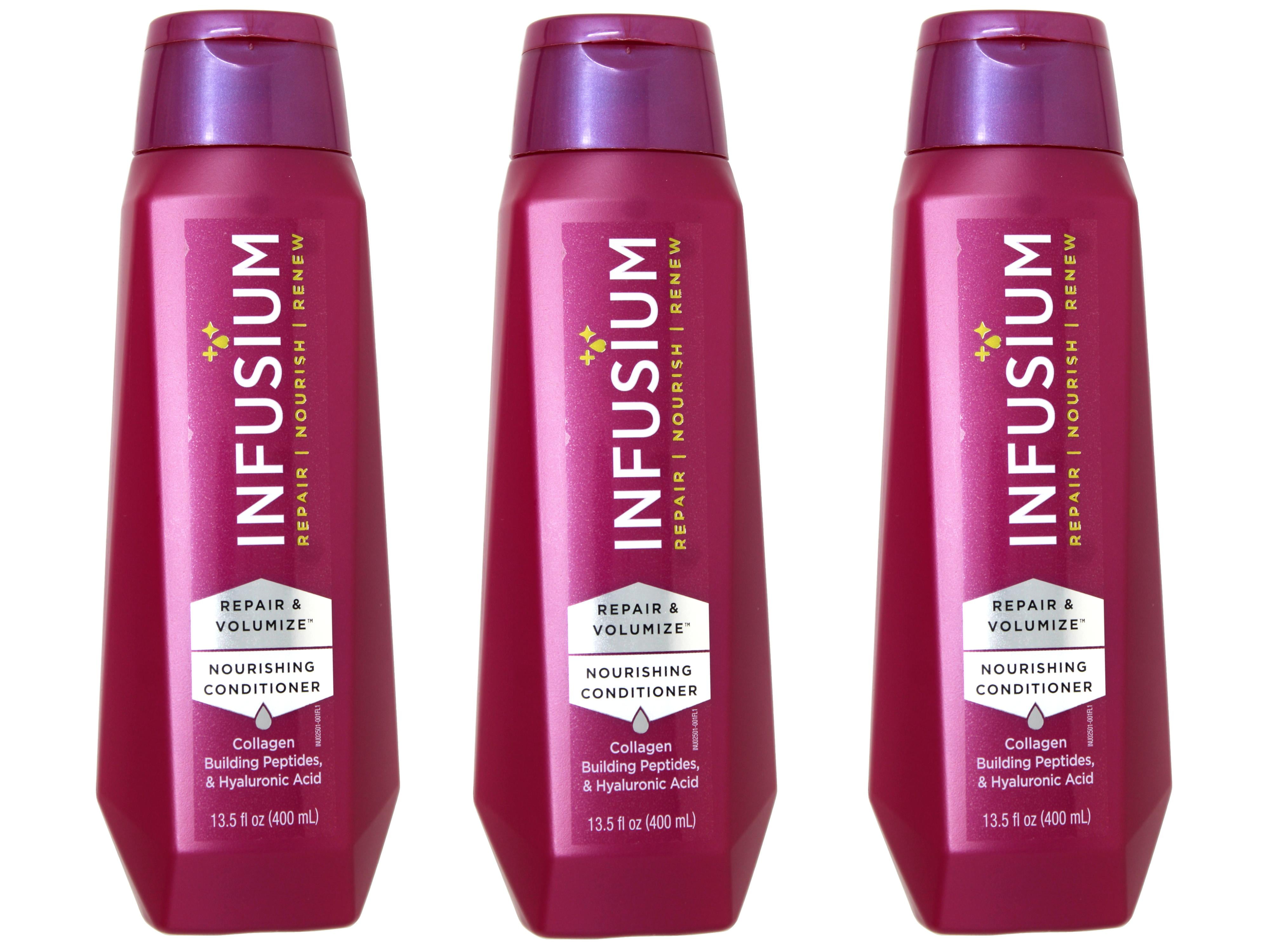 (3 pack) Infusium Repair & Volumize and Renew Nourishing Conditioner, Collagen, Building Peptides & Hyaluronic Acid for Dry & Damaged Hair, 13.5 FL OZ, Pack of 1