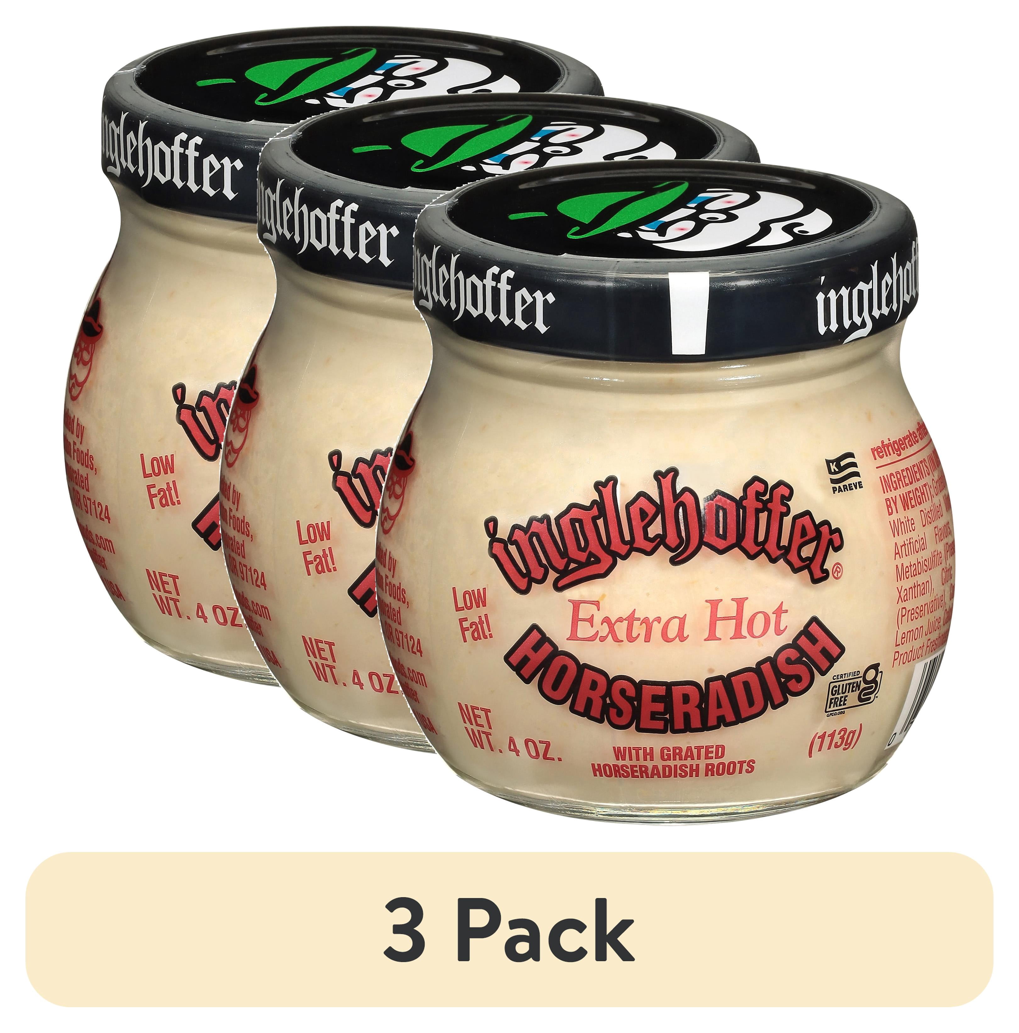 (3 pack) Inglehoffer Extra Hot and Creamy Horseradish, 4 oz Jar