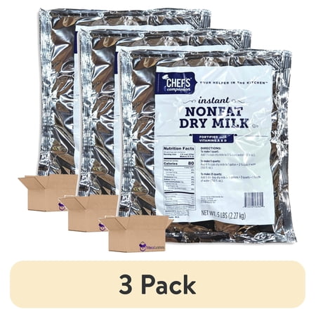 (3 pack) Chef's Companion Instant Nonfat Dry Milk Value Pack 5 Pound Bulk Bag