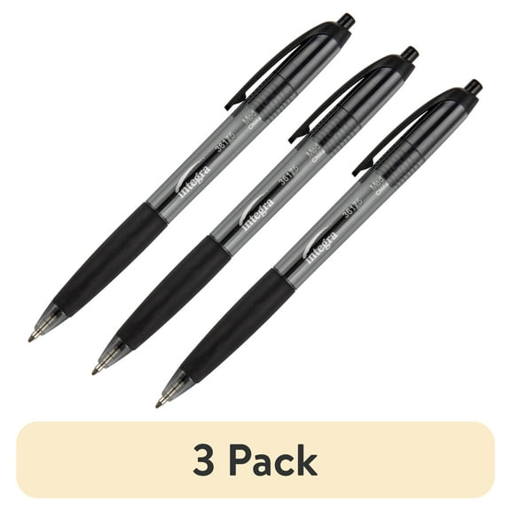(3 pack) Integra, ITA36175, Rubber Grip Retractable Pens, 12 / Dozen