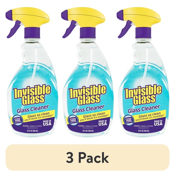 (3 pack) Invisible Glass 92194 Premium Glass and Window Cleaner for Auto and Home Cleans Glass, Windows, Windshields, and More, Streak-Free, Ammonia-Free, Tint-Safe, 32 Fl Oz, Pack of 1