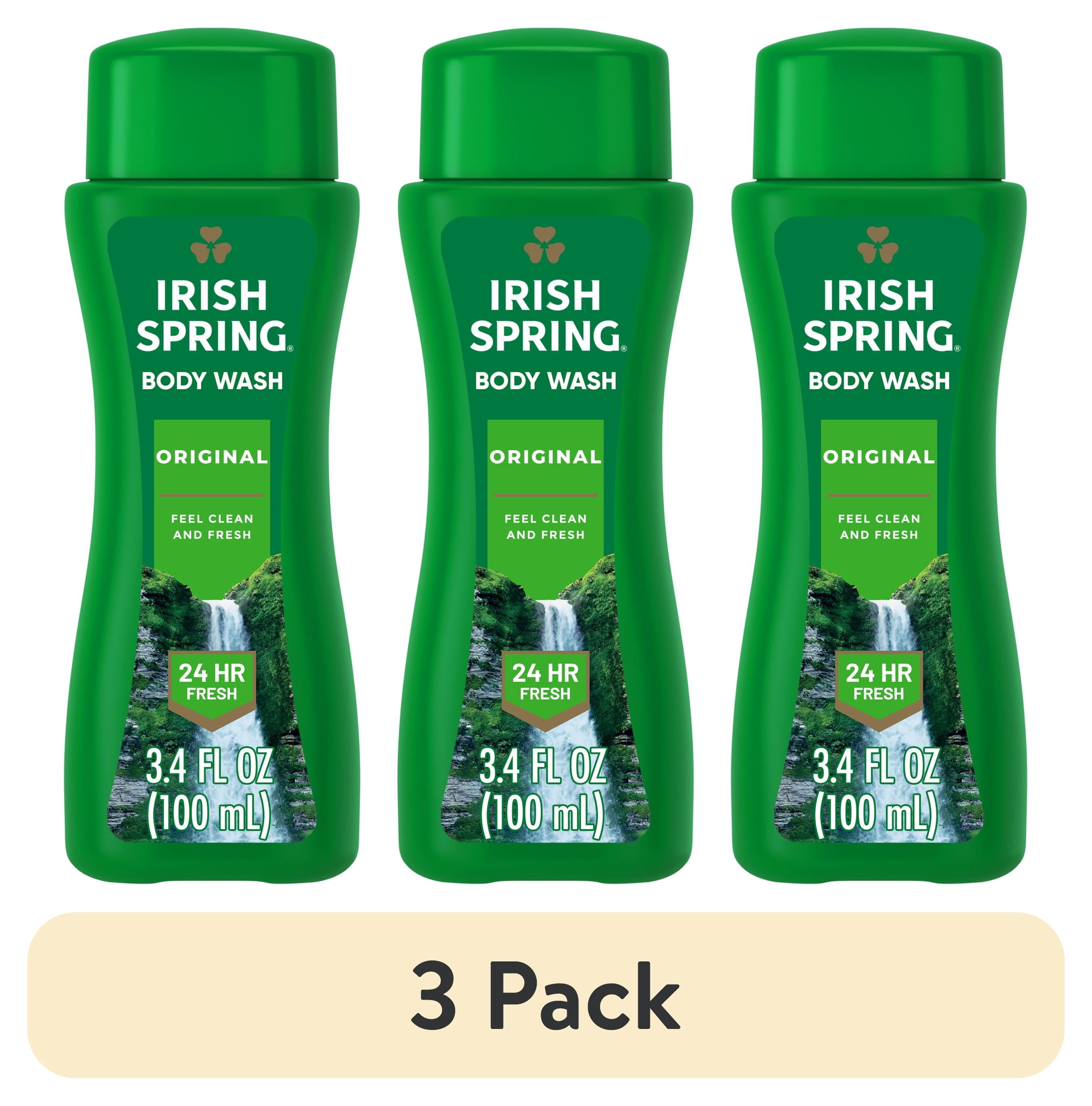 (3 pack) Irish Spring Original Moisturizing Body Wash for Men, 24-Hour Fresh, Face and Body Wash, Men’s Body Wash, Paraben Free, Cool Fresh Scent, 3.4 fl oz Bottle