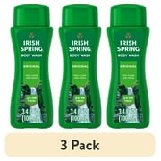 (3 pack) Irish Spring Original Moisturizing Body Wash for Men, 24-Hour Fresh, Face and Body Wash, Men’s Body Wash, Biodegradable Ingredients, Paraben Free, Cool Fresh Scent, 3.4 fl oz Bottle