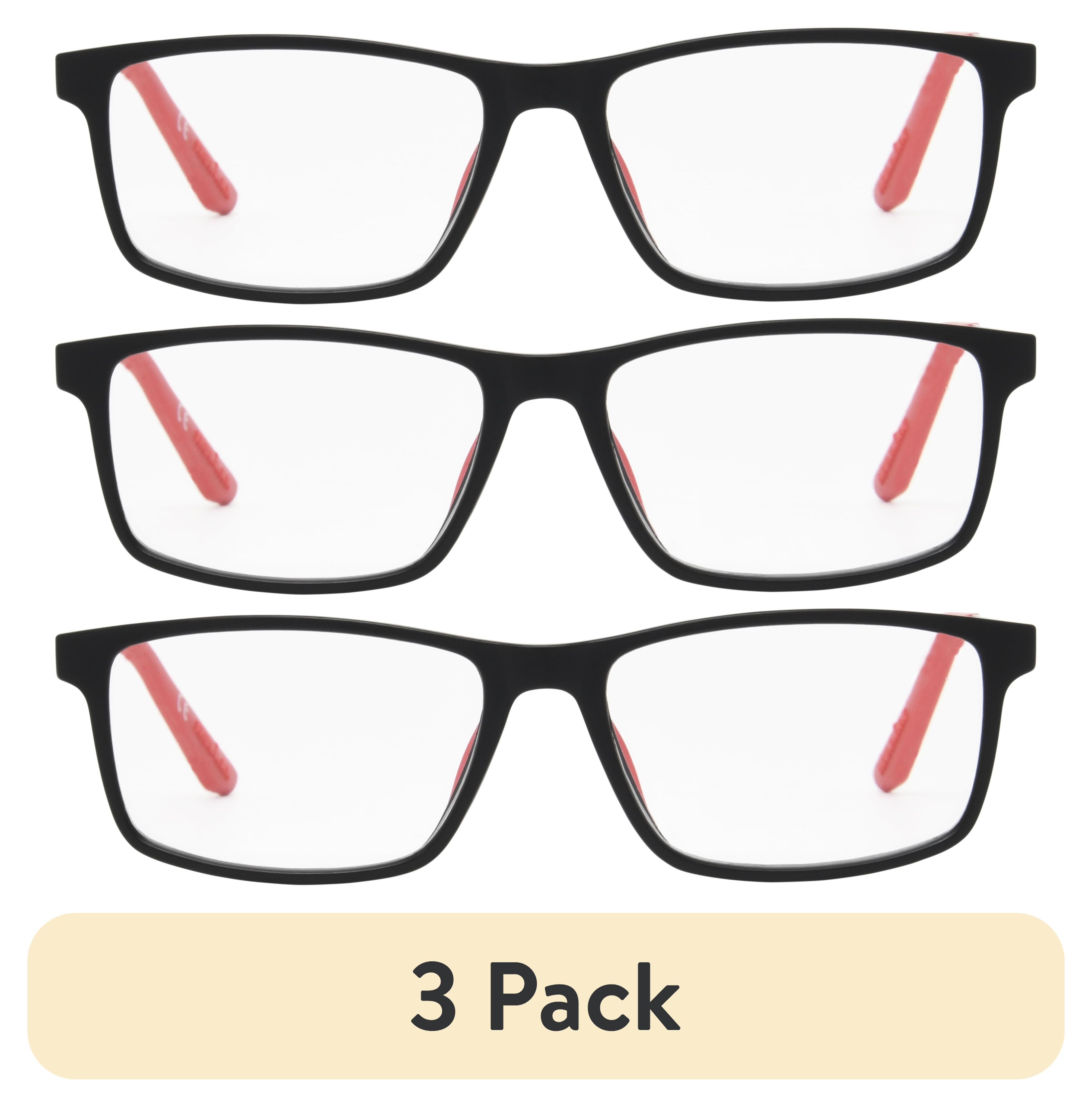 (3 pack) Ironman Rectangle Black/Red Reading Glasses 1.50