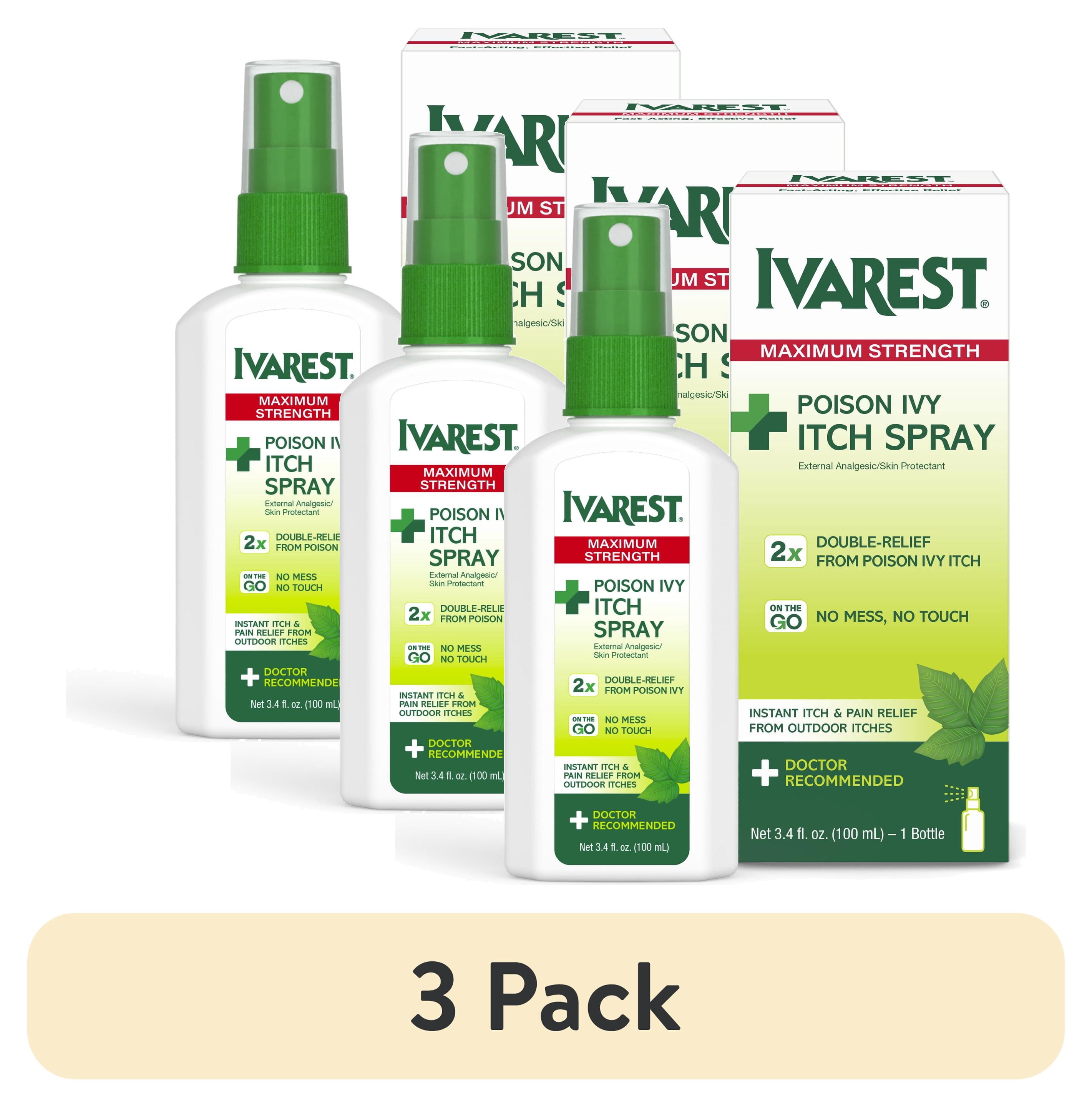 (3 pack) Ivarest Poison Ivy Itch Spray, Maximum Strength Relief, 3.4 oz, Unscented