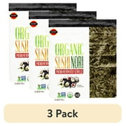 (3 pack) J-Basket, Sushi Nori Seaweed Full Sheet, USDA Organic, Vegan, Non-GMO, Gluten-Free, 10 full sheets per bag, Shelf-Stable, 0.88 oz