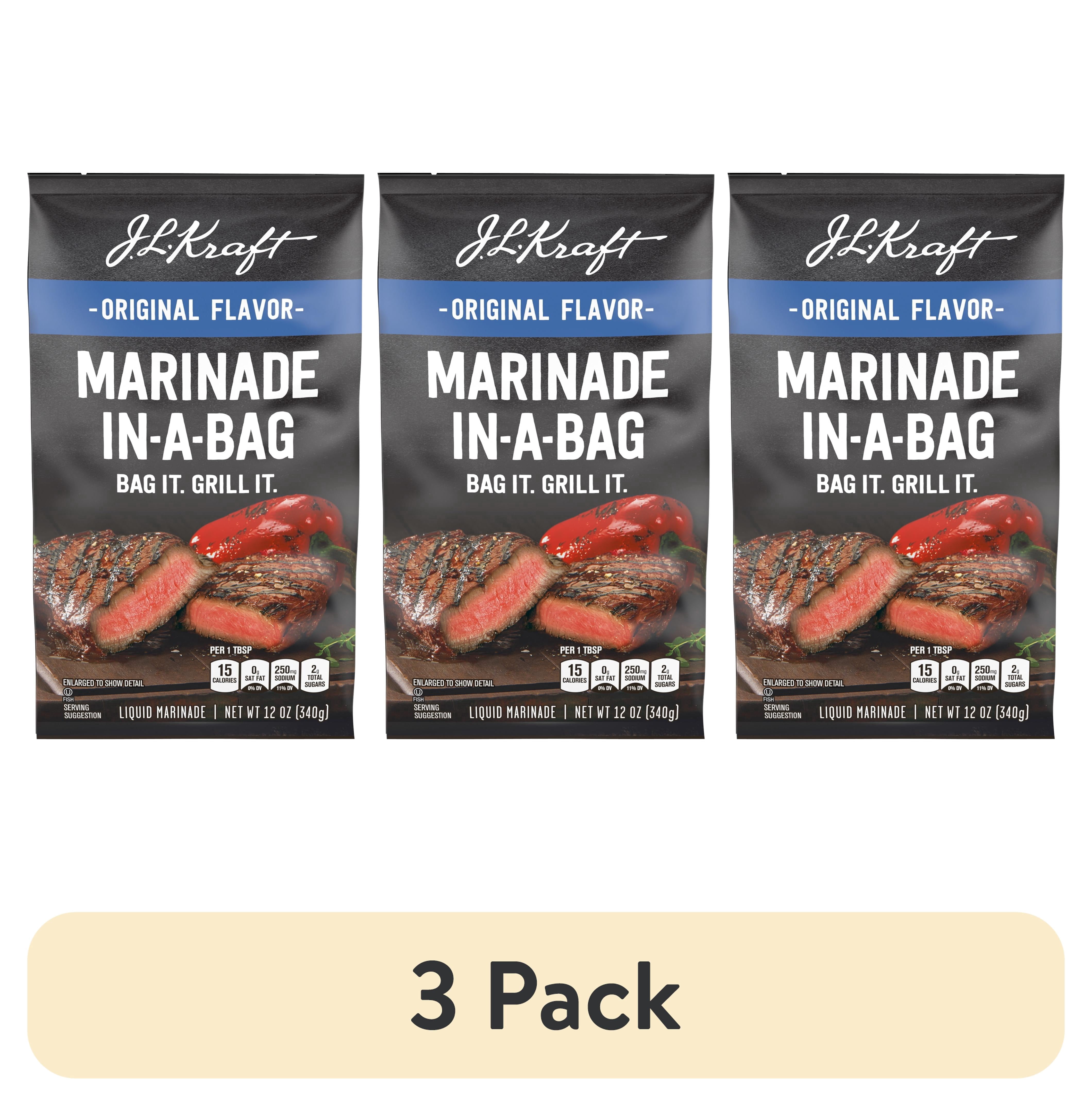 (3 pack) J.L. Kraft Marinade-In-A-Bag Original Flavor Liquid Marinade, 12 oz Bag