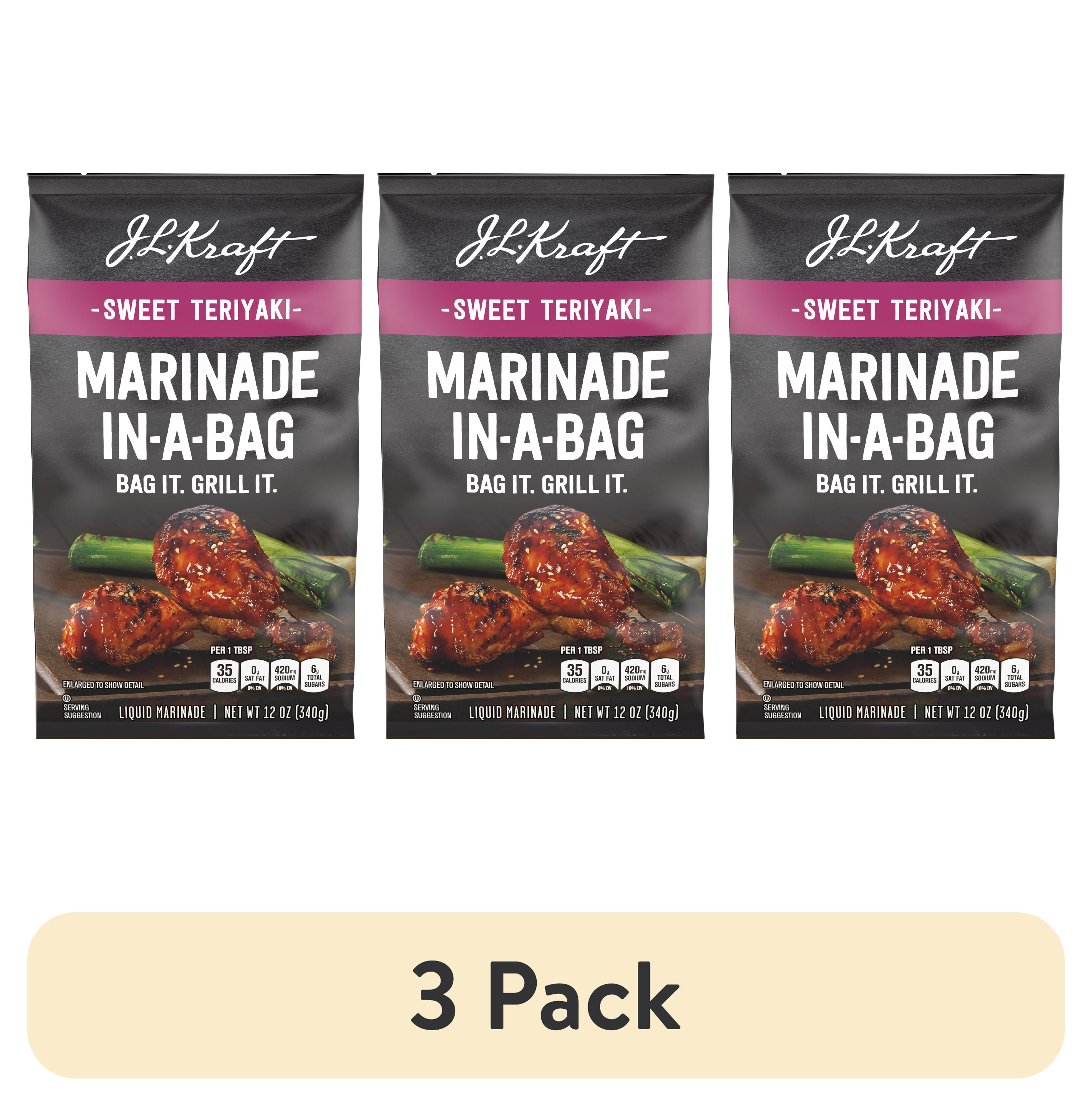 (3 pack) J.L. Kraft Marinade In-A-Bag Sweet Teriyaki Liquid Marinade, 12 oz Bag