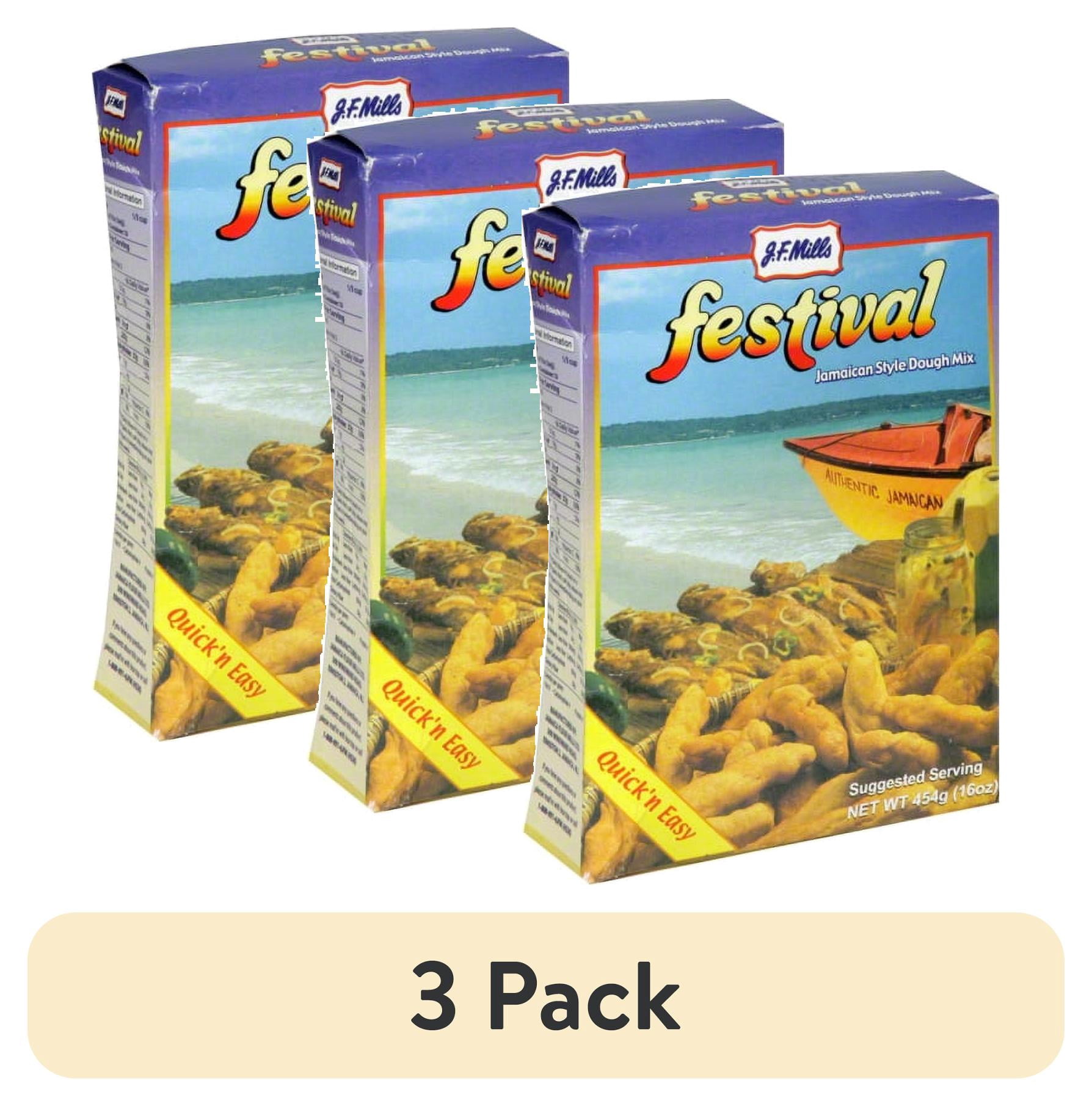 (3 pack) JF Mills Festival Jamaican Style Dough Mix, 16 oz