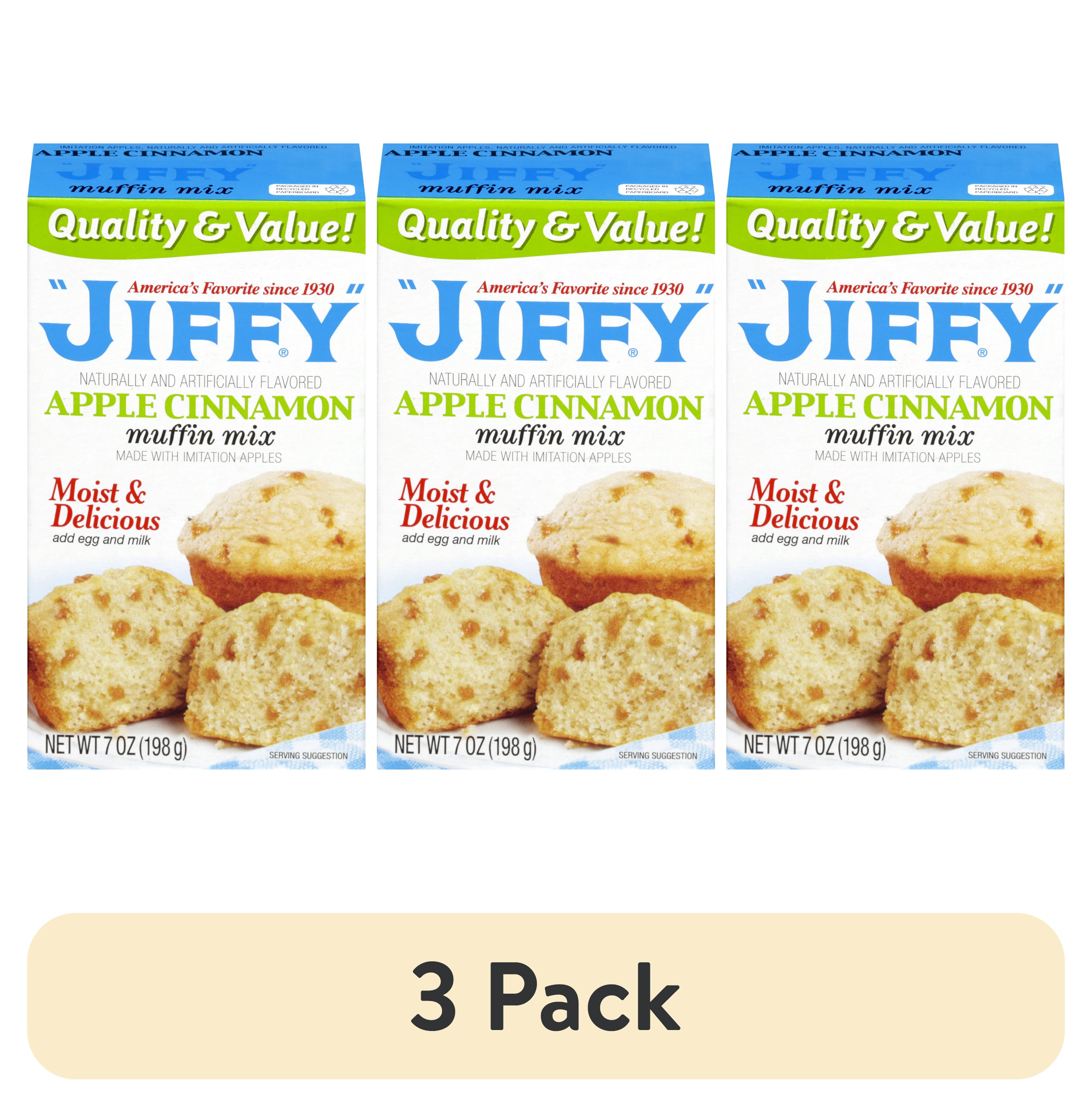 (3 pack) "JIFFY" Apple Cinnamon Muffin Mix, 7 oz Box
