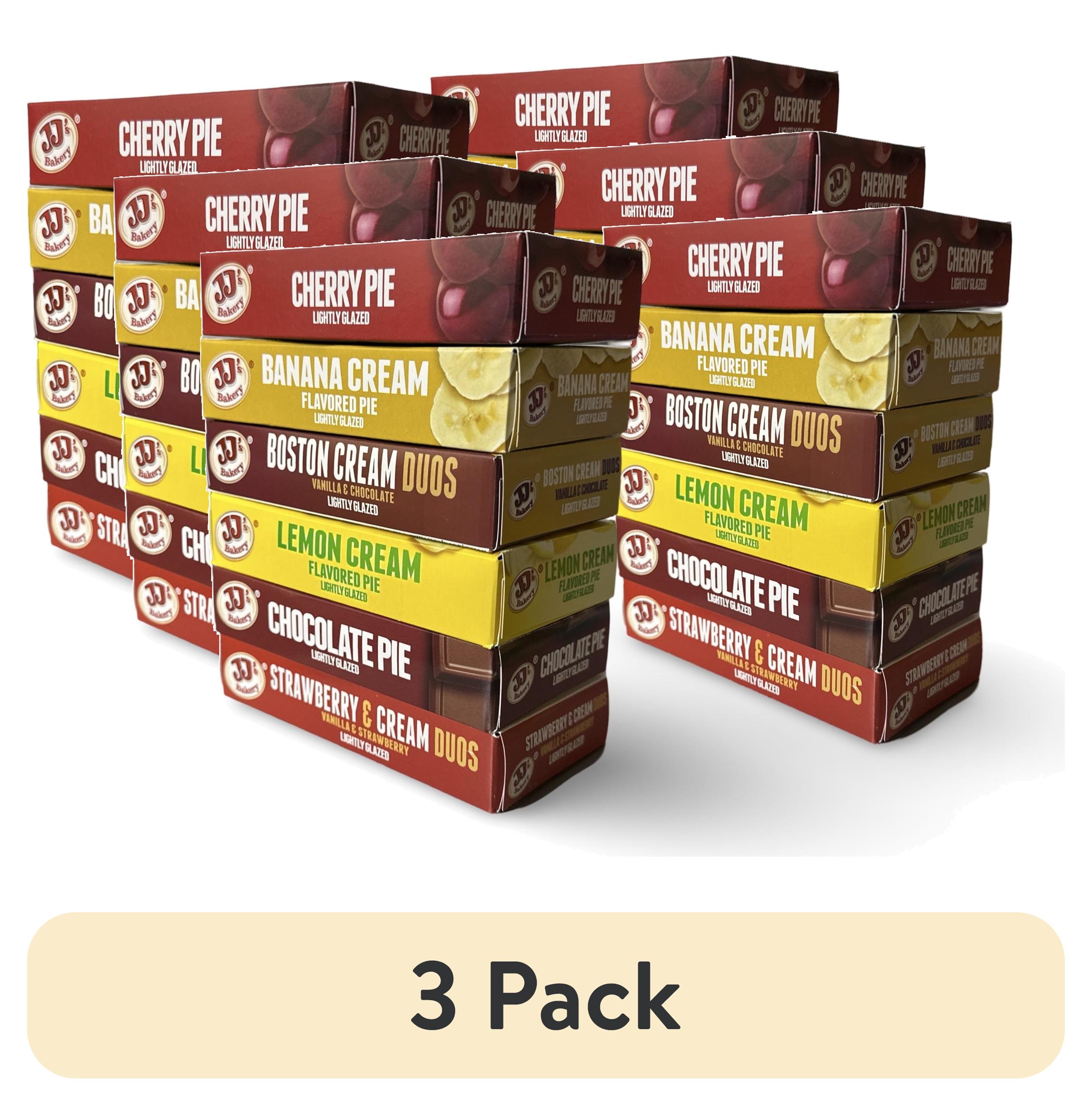(3 pack) JJ's Bakery Glazed Pie Cream Flavored Variety Pack   4 Ounce Individually Boxed | Pack of 12