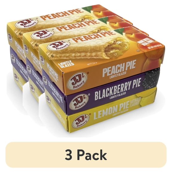 (3 pack) JJ's Bakery Pies Variety Pack (Lemon / Peach / Blackberry) | 12 Count