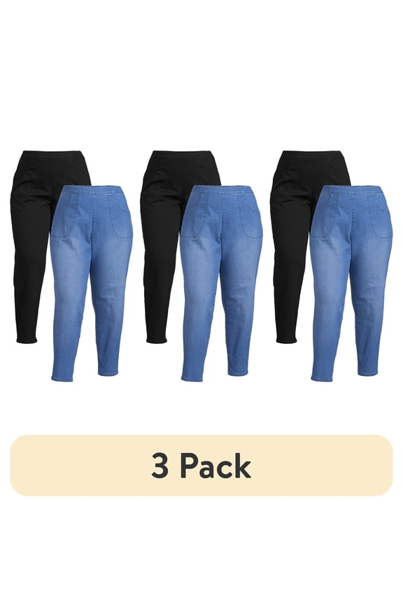 (3 pack) JMS Just My Size by Hanes Women's Plus Size 2 Pocket Pull On Pants, Single and 2 Pack