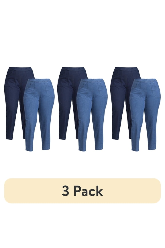 (3 pack) JMS Just My Size by Hanes Women's Plus Size 2 Pocket Pull On Pants, Single and 2 Pack