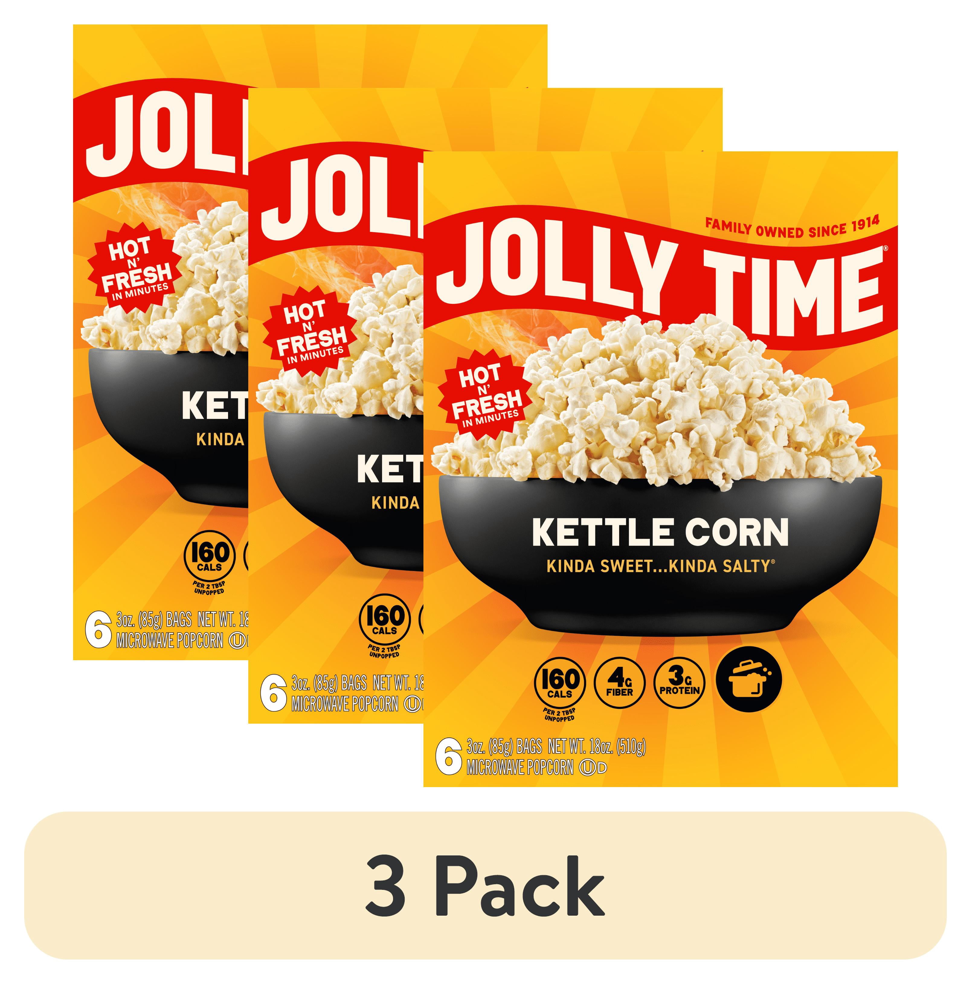 (3 pack) JOLLY TIME Kettle Corn Microwave Popcorn, Sweet and Salty, 3 oz Bags, 6 Count