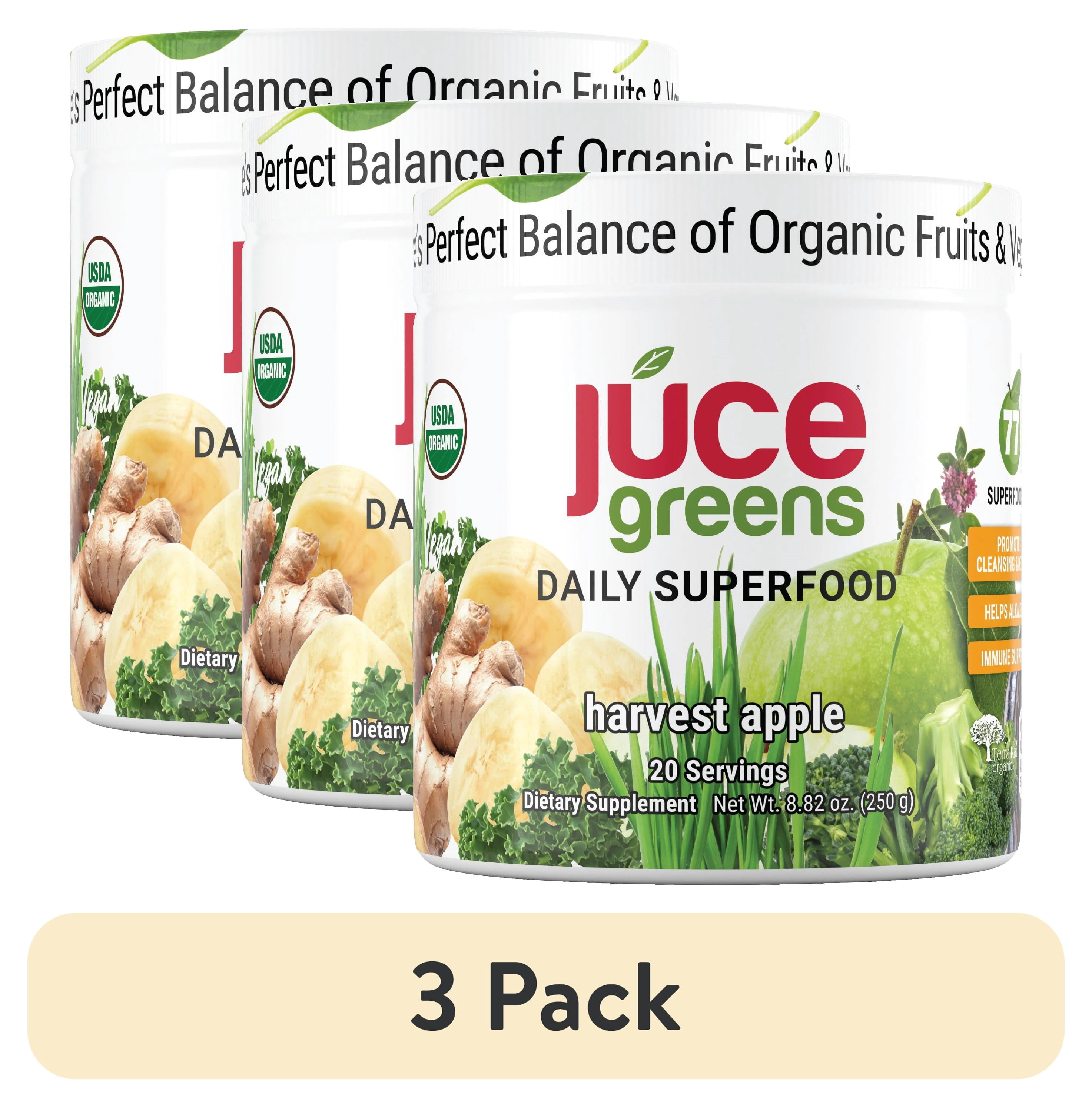 (3 pack) JUCE Greens Superfood Healthy Balance of Fruits and Veggies. Powder 8.82 oz