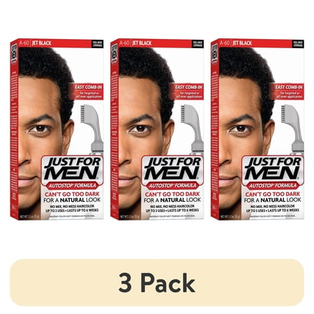 (3 pack) JUST FOR MEN AutoStop Foolproof Haircolor, Jet Black A-60 1 ea