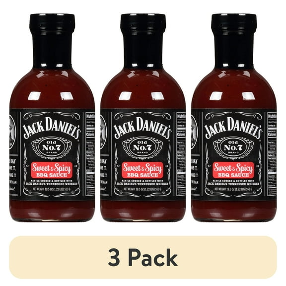 (3 pack) Jack Daniel's Sweet & Spicy BBQ Sauce, 19.5 oz Bottle