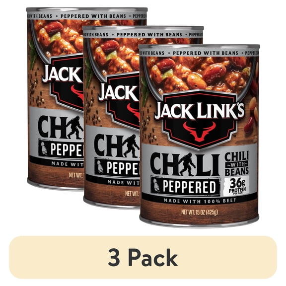 (3 pack) Jack Link's Peppered Chili with Beans, 15 ounce, 36 grams of Protein