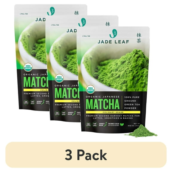 (3 pack) Jade Leaf Green Tea Matcha Powder, Culinary Grade, Plant Based, 8.82oz Pouch