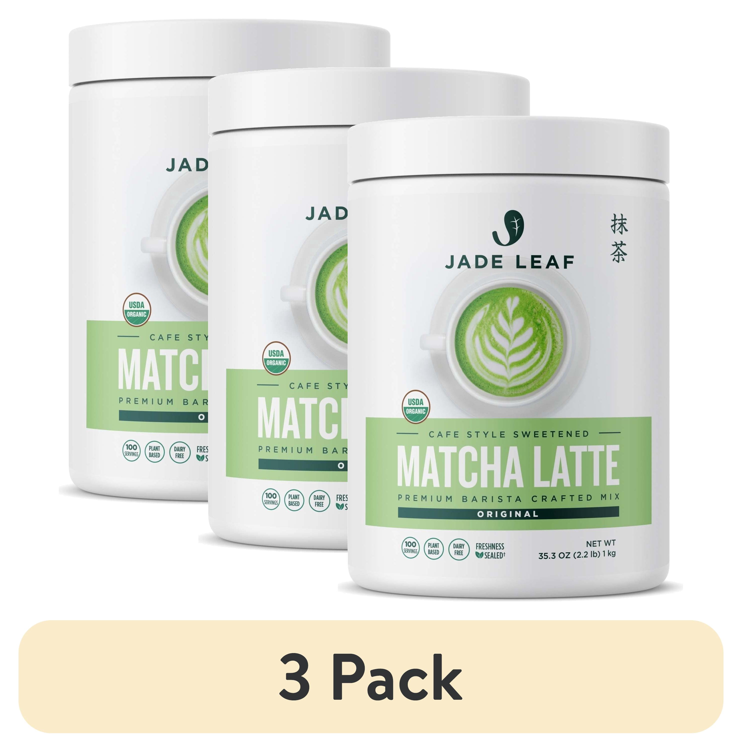 (3 pack) Jade Leaf Organic Matcha Latte Mix, Dairy-Free Matcha Powder, 35.3 oz Tub