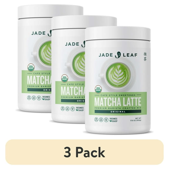(3 pack) Jade Leaf Original Organic Dairy-Free Matcha Latte Powder Mix, 17.6oz Tub