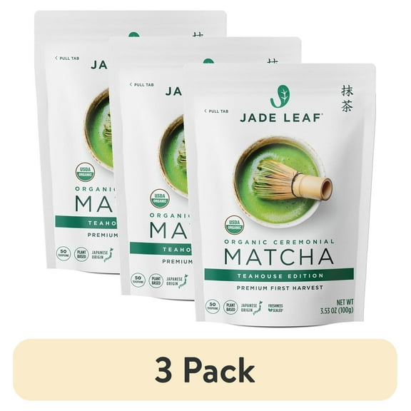 (3 pack) Jade Leaf Organic Ceremonial Grade Matcha Green Tea Powder, Teahouse Edition, 100 g Pouch