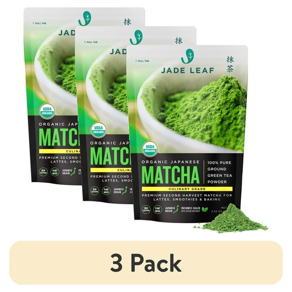 (3 pack) Jade Leaf Organic Japanese Matcha Classic Culinary Green Tea Powder for Smoothies, Lattes, and Baking, 3.53 oz (50-100 servings)