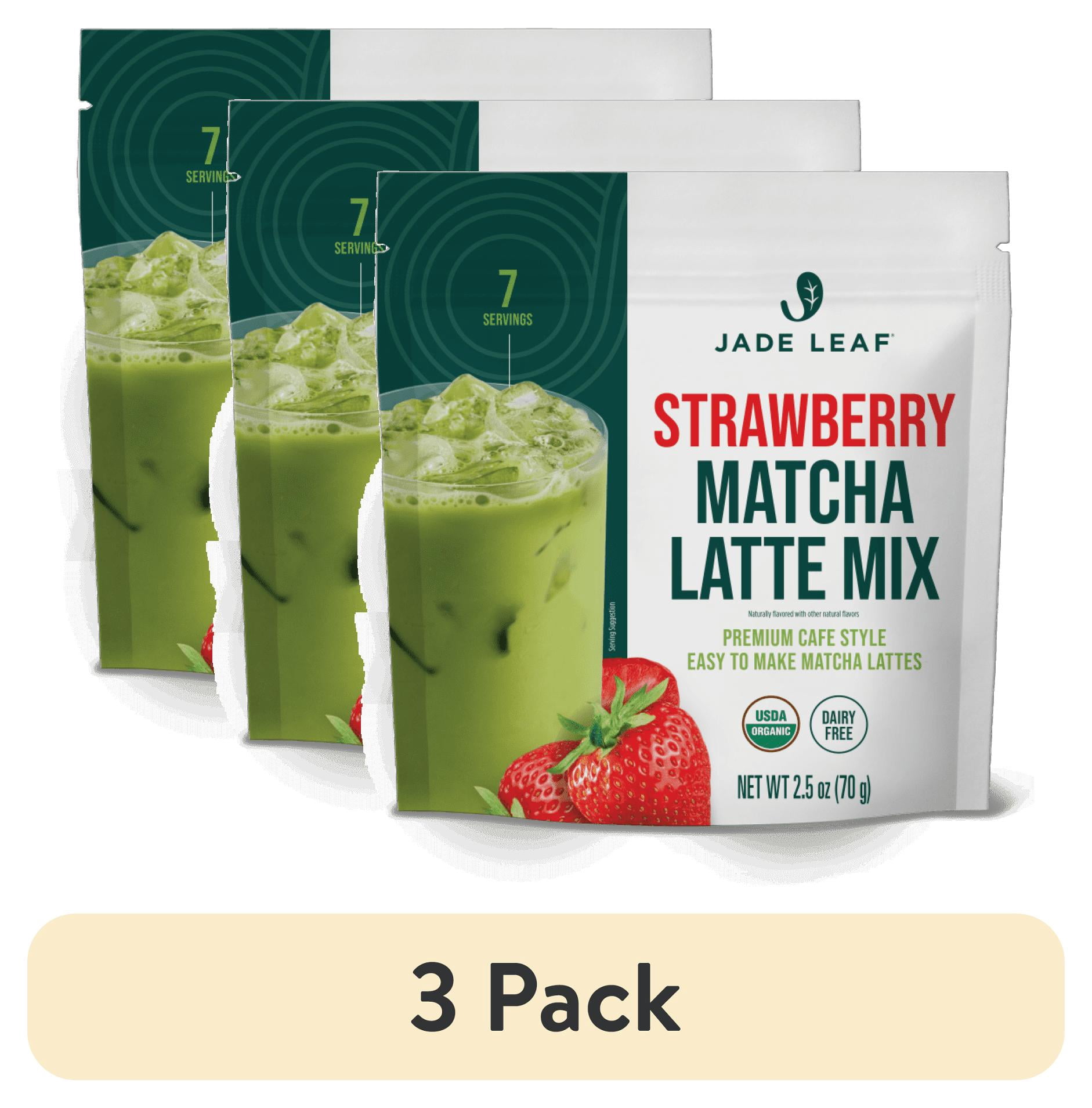 (3 pack) Jade Leaf Organic Strawberry Matcha Latte Mix, Dairy-Free, 2.5 oz Pouch