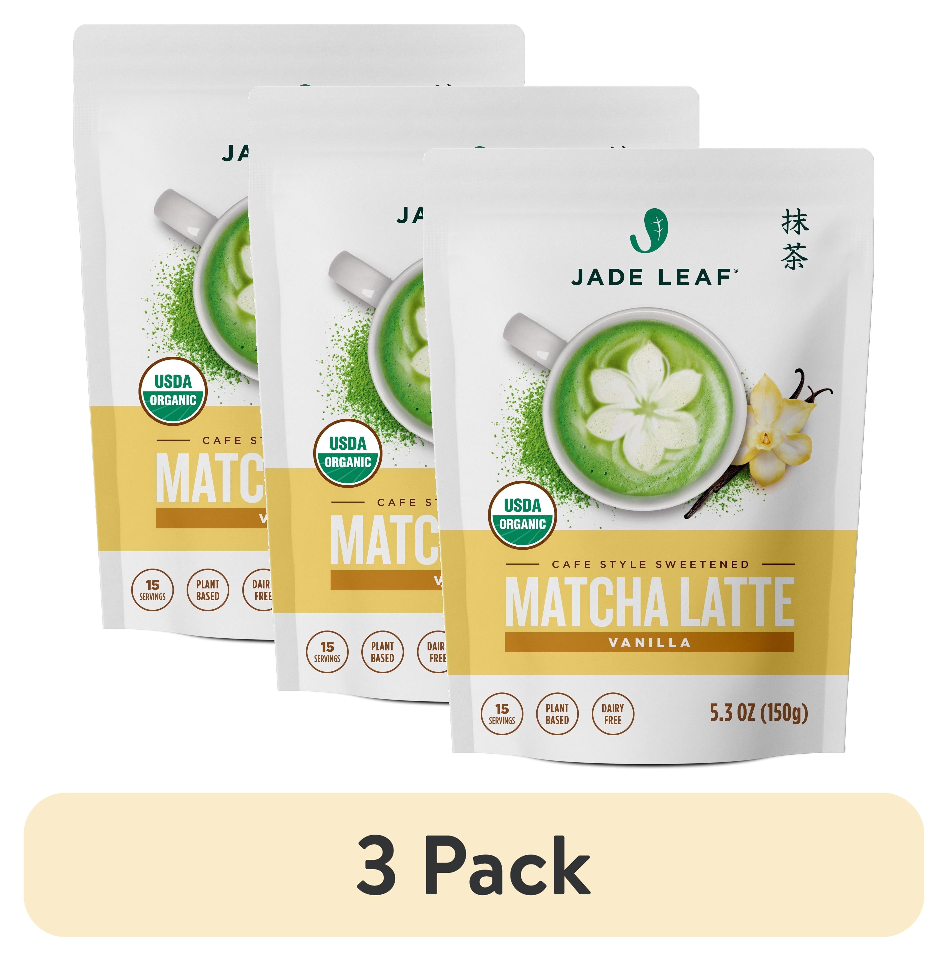 (3 pack) Jade Leaf Organic Matcha Latte Mix, Vanilla, Dairy-Free, 5.3 oz Pouch