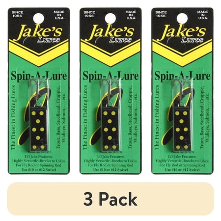 (3 pack) Jake's Spin-A-Lure 1/4oz Black w Yellow Dots