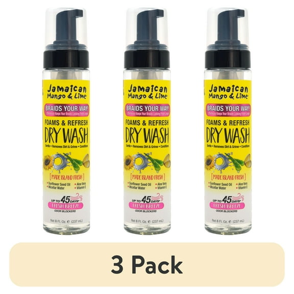(3 pack) Jamaican Mango & Lime Foams Braid Your Way 8 fl. oz., Micellar Water Refresh Dry Wash, Unisex