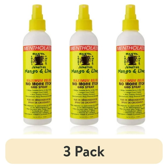 (3 pack) Jamaican Mango & Lime Maximum Relief No More Itch Gro Spray 8 oz, Hair & Scalp Treatment, Dry Hair
