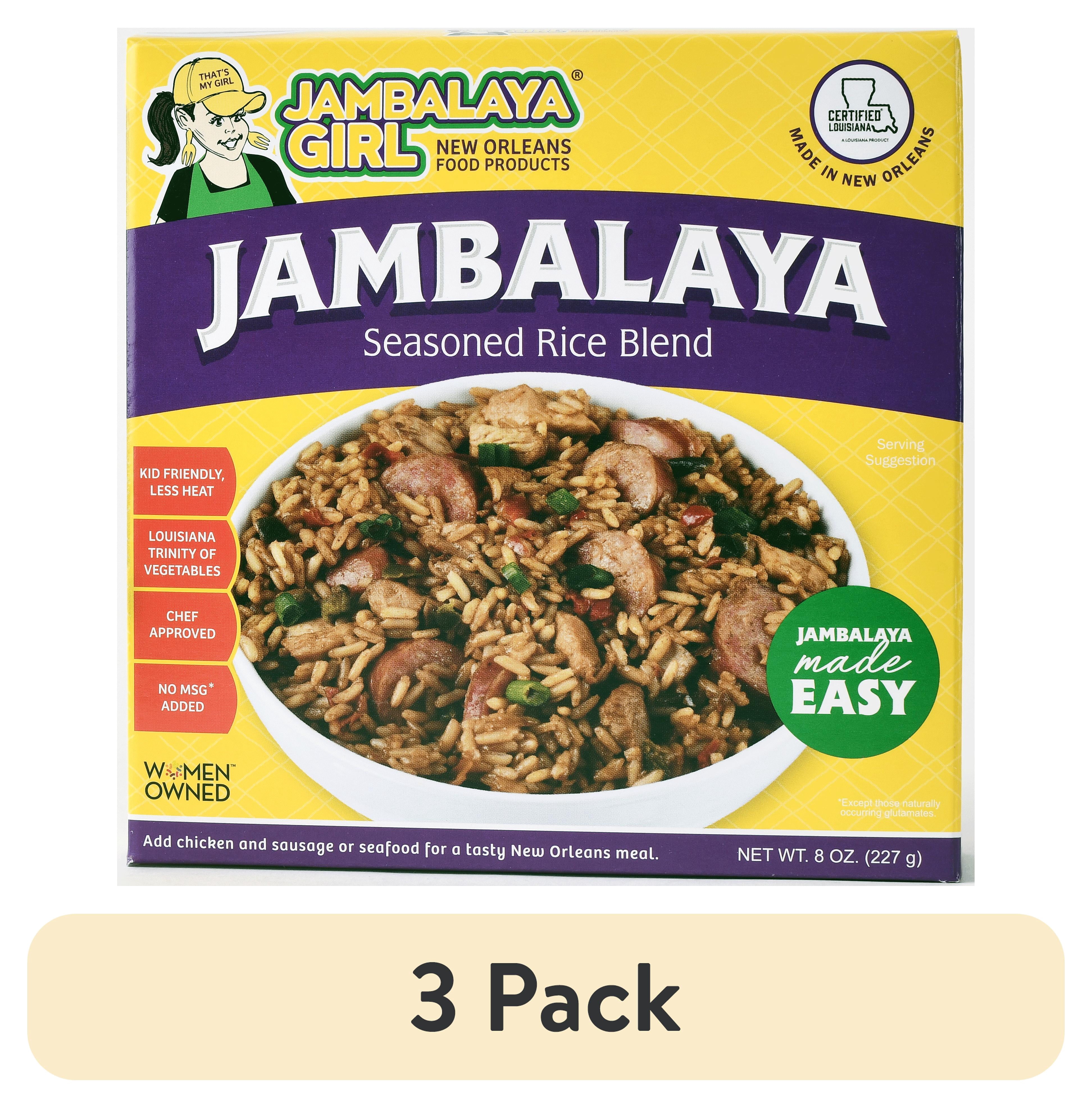 (3 pack) Jambalaya Girl Jambalaya Seasoned Rice Blend 8 oz. Packaged Meals (shelf-stable)