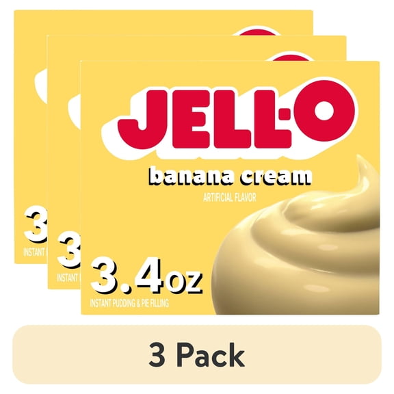 (3 pack) Jell-O Banana Cream Instant Pudding Mix & Pie Filling, 3.4 oz. Box