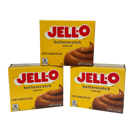(3 pack) Jell-O Butterscotch Instant Pudding & Pie Filling Mix, 3.4 oz Box