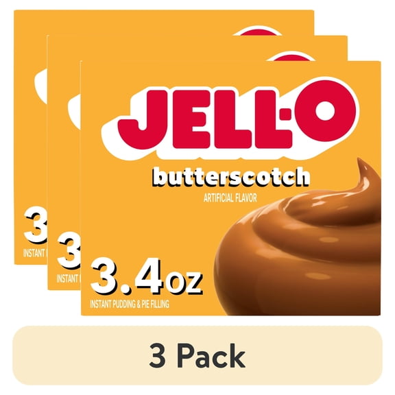 (3 pack) Jell-O Butterscotch Instant Pudding & Pie Filling Mix, 3.4 oz Box