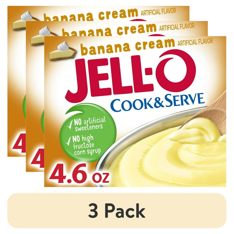 3 pack) Jell-O Cook & Serve Banana Cream Pudding & Pie Filling Mix