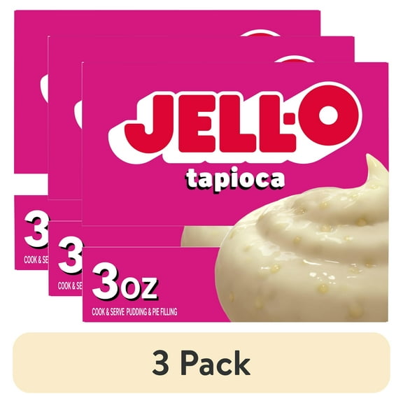 (3 pack) Jell-O Cook & Serve Tapioca Artificially Flavored Fat Free Pudding & Pie Filling Mix, 3 oz Box