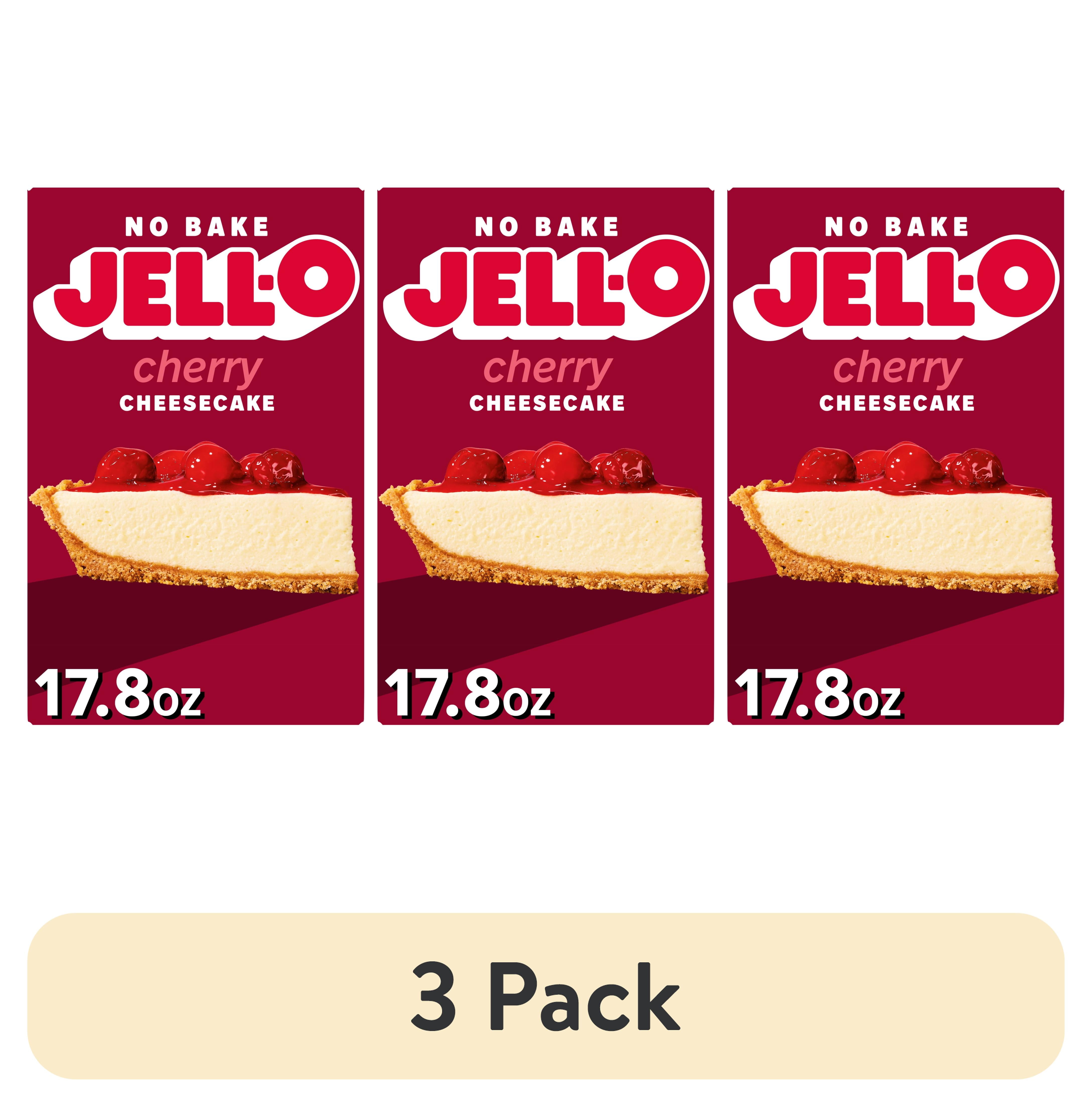 3 pack) Jell-O No Bake Cherry Cheesecake Dessert Kit with Cherry