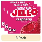 (3 pack) Jell-O Raspberry Artificially Flavored Gelatin Dessert Mix, Family Size, 6 oz Box